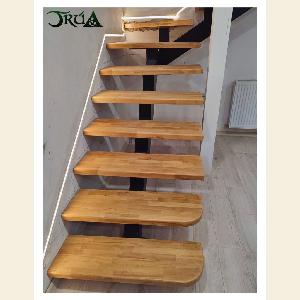 16 Trepte lemn scara metalica
