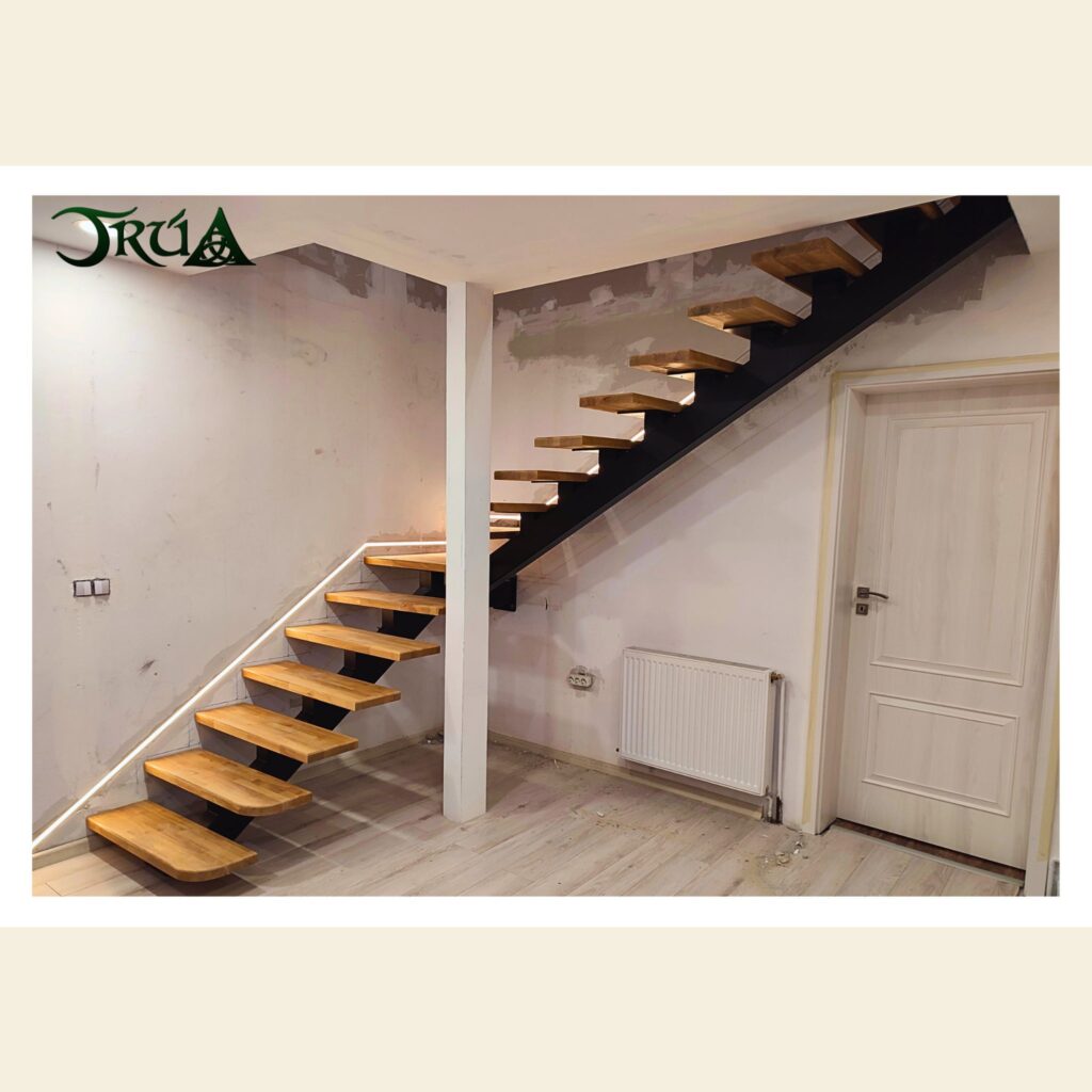 17 Trepte lemn scara metalica