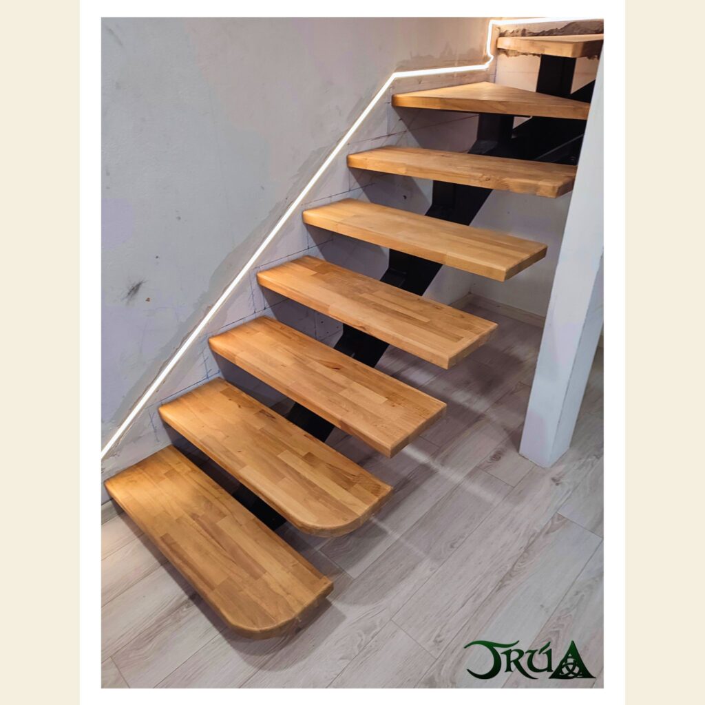 18 Trepte lemn scara metalica