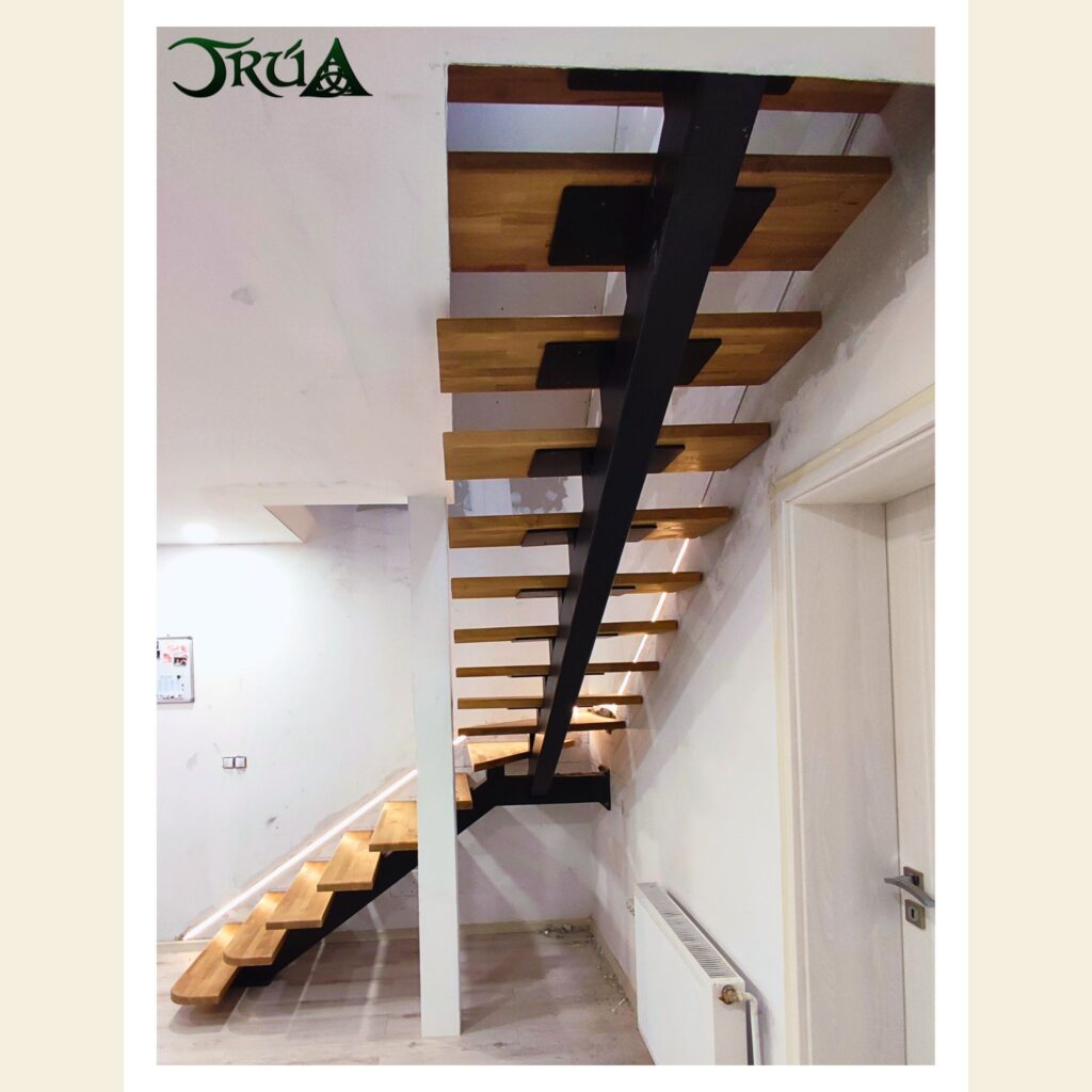6 Trepte lemn scara metalica