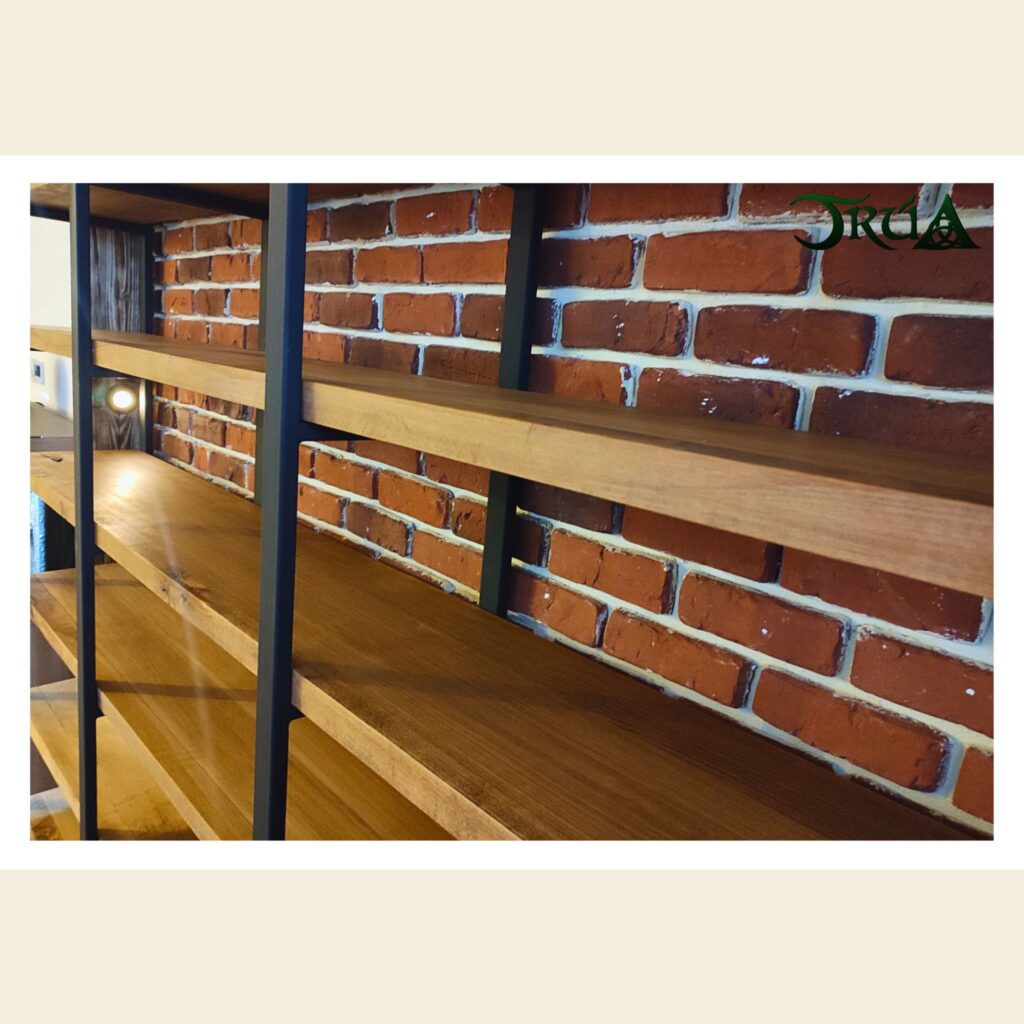 9 biblioteca lemn masiv metal